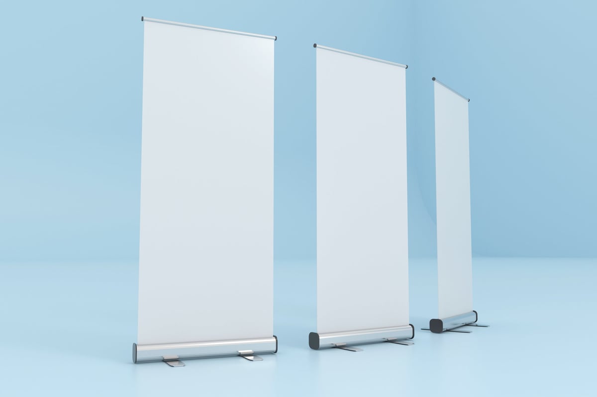 Blank roll-up banner display for advertising and presentations